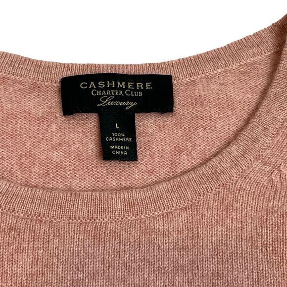 Charter Club luxury cashmere Bella rose crew neck sweater size L - Picture 8 of 16